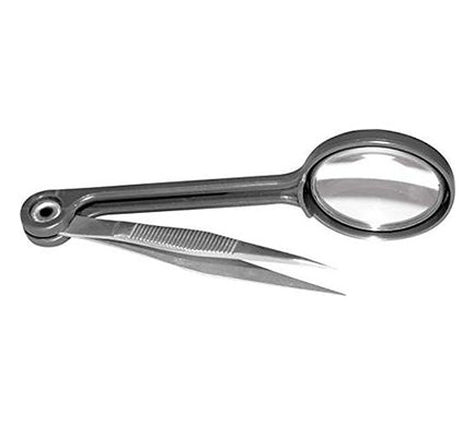 4" Splinter Tweezers Forceps w/Magnifying Glass