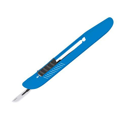 Scalpel W/Retractable Safety Blade, Sterile, Box of 10