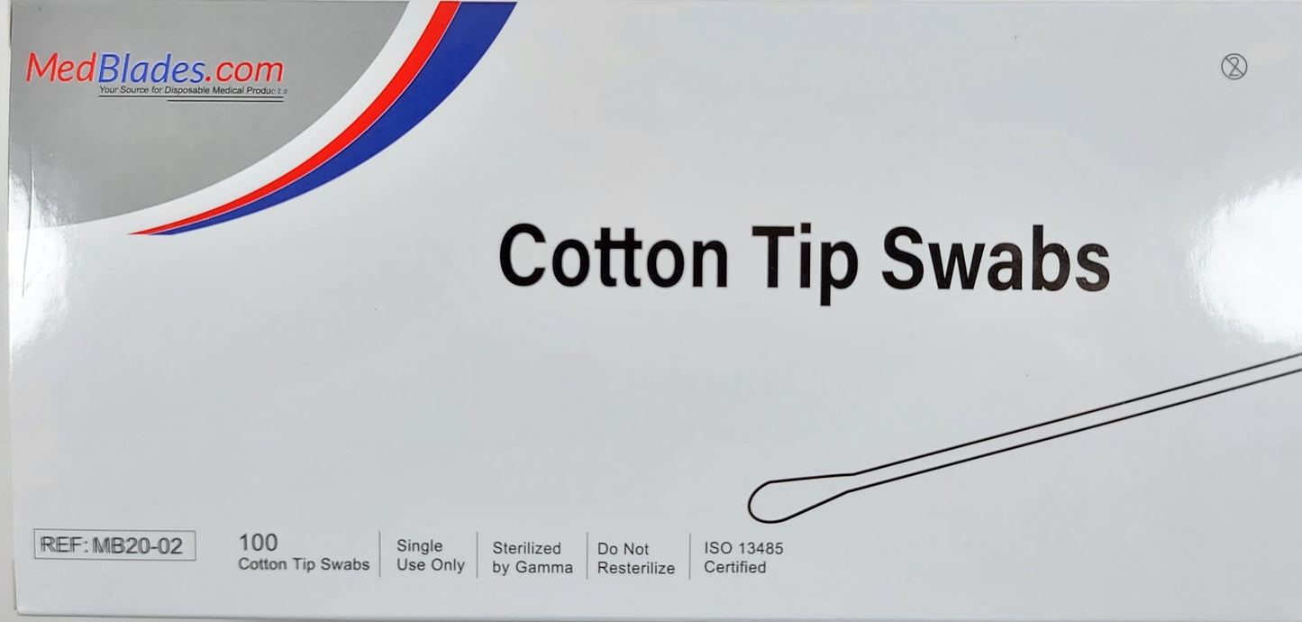 Cotton Swab 6", Sterile, Box of 100